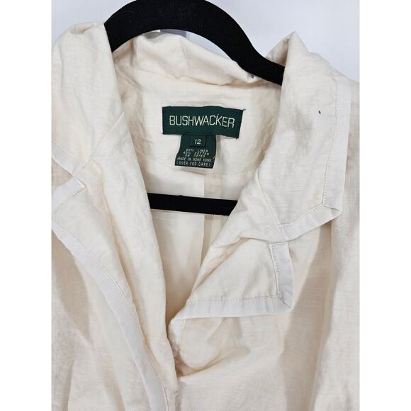 Bushwacker Women's White Long Sleeve Collared Button Down Linen Jacket Size 12 - Picture 3 of 4